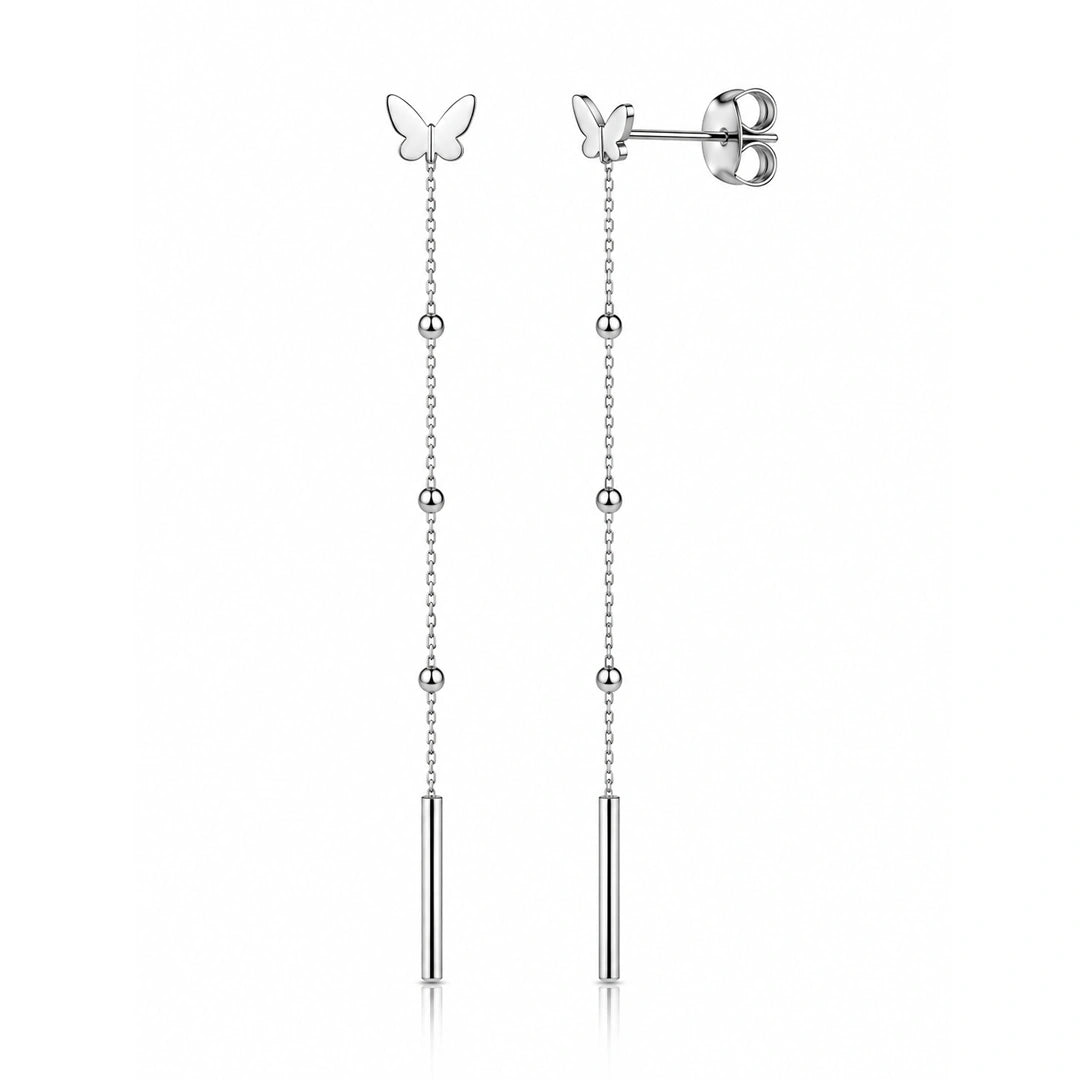 Cercei Lungi - Silver Butterfly