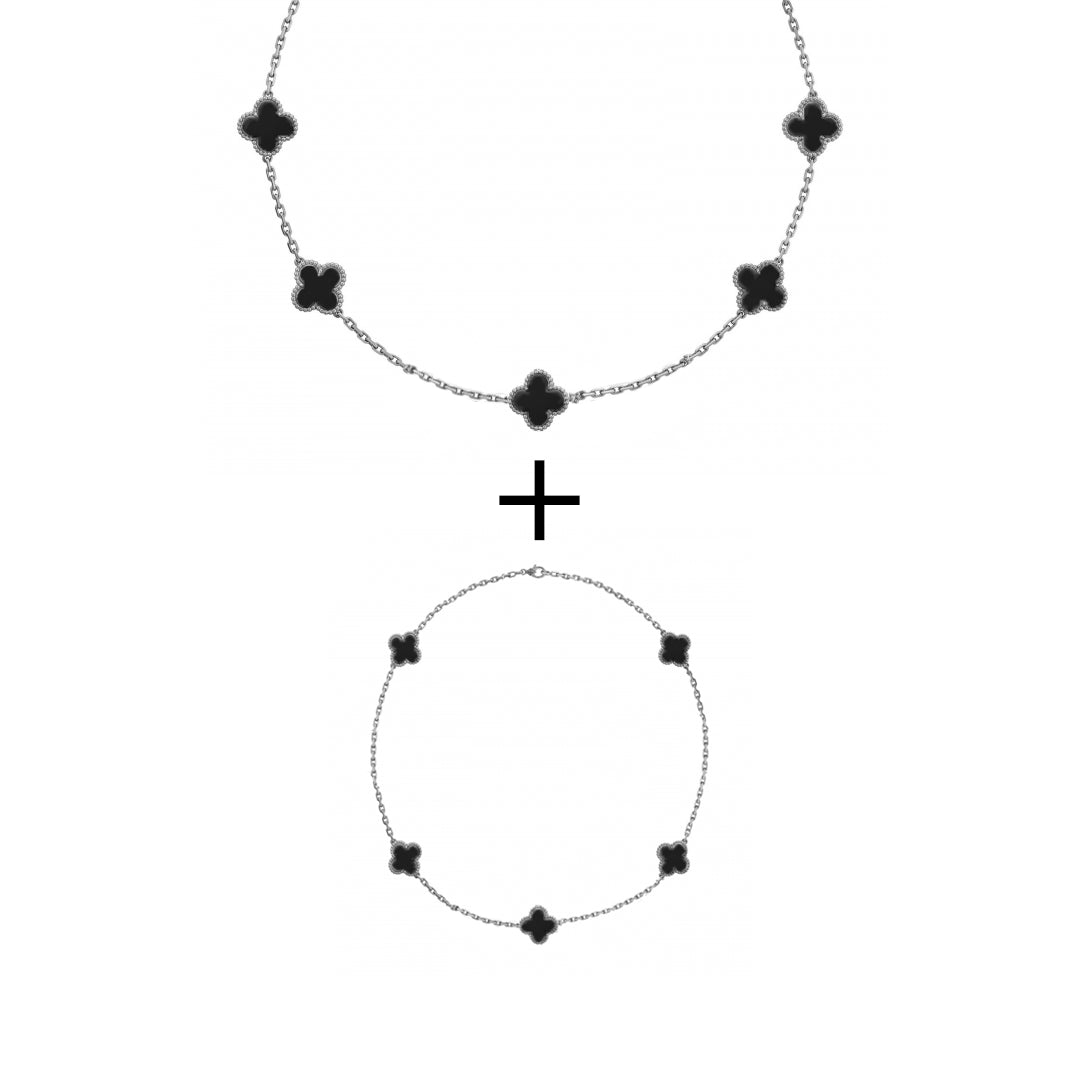 Set Bratara + Colier Argintiu Flower - RAFINI