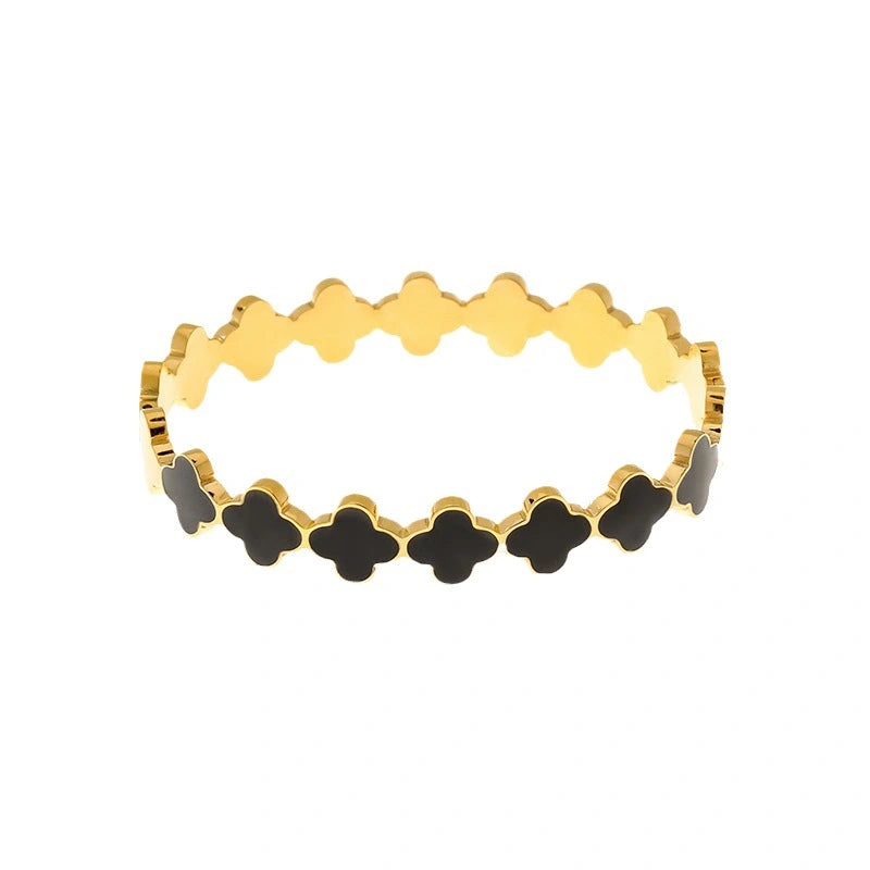 Bratara Lucky Clover - Negru - RAFINI