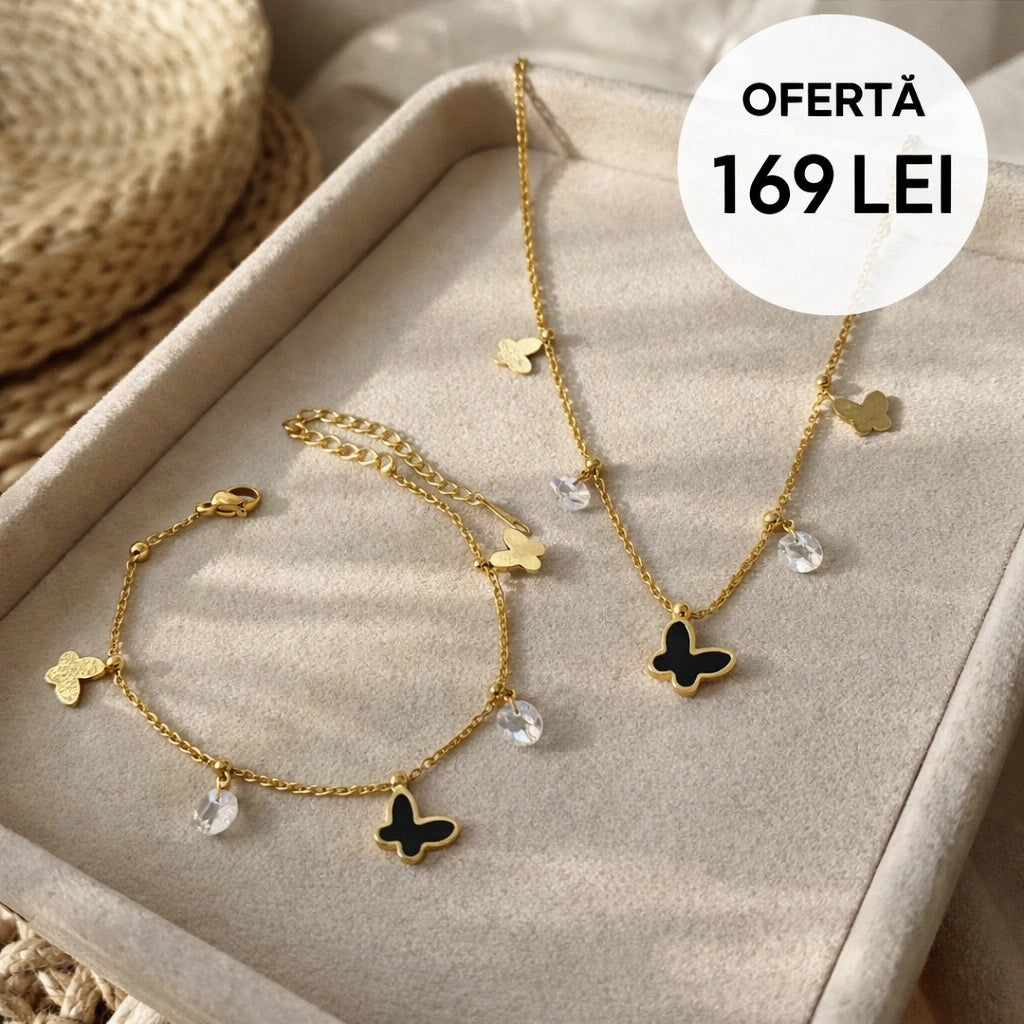 Set Lantisor + Bratara Butterfly Black