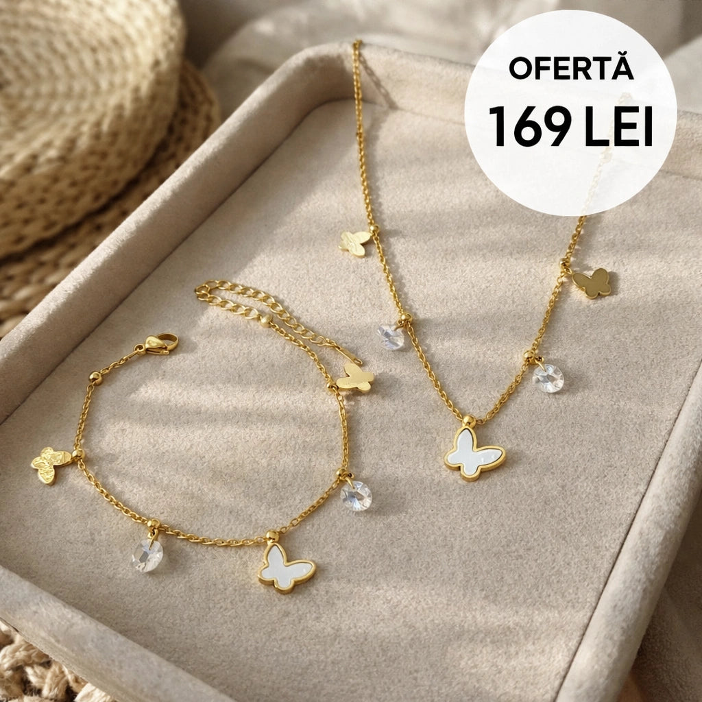 Set Lantisor + Bratara Butterfly White