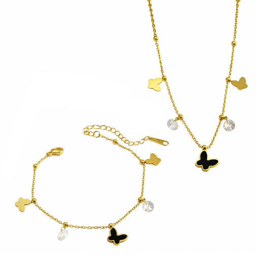 Set Lantisor + Bratara Butterfly Black