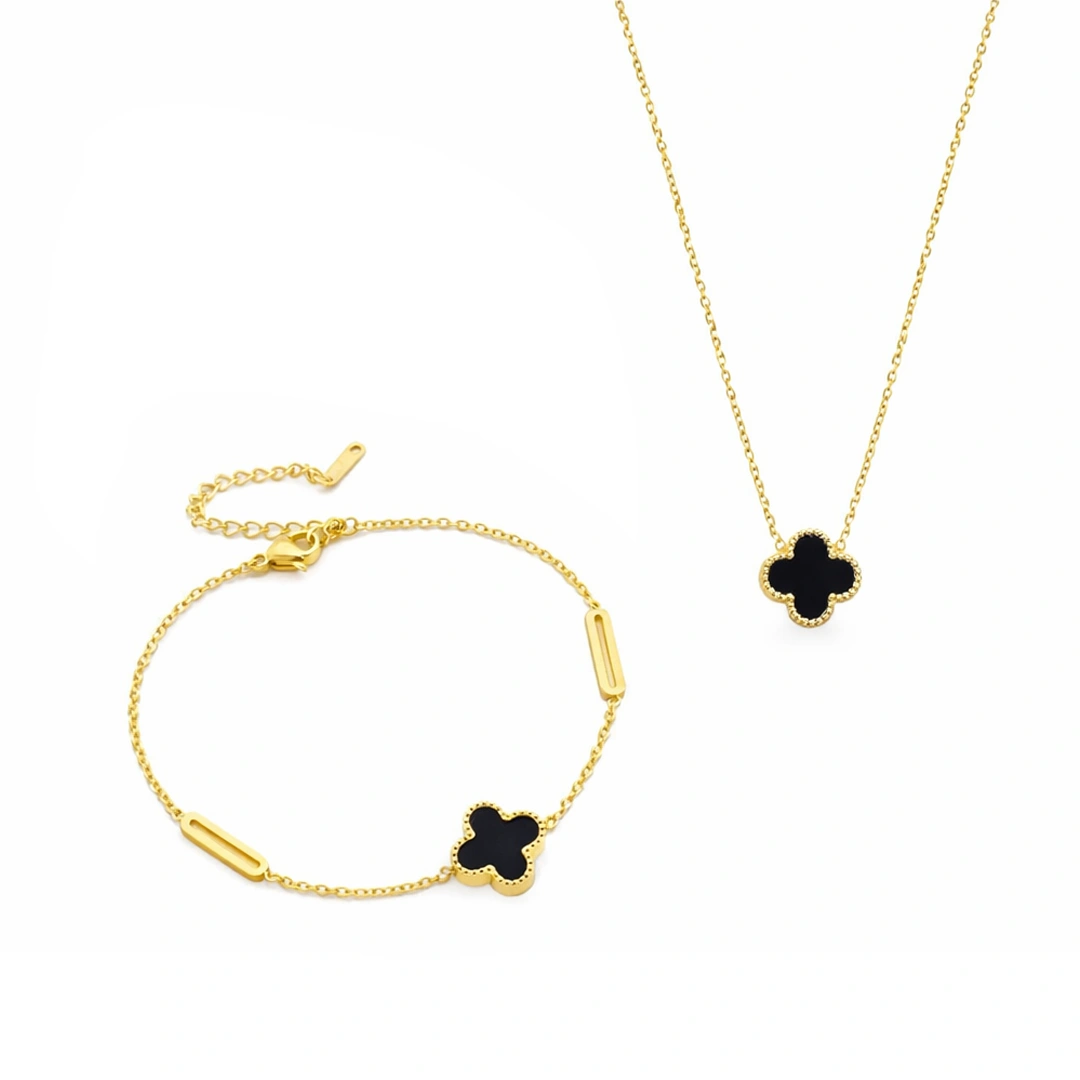 Set Lantisor + Bratara Flower Gold