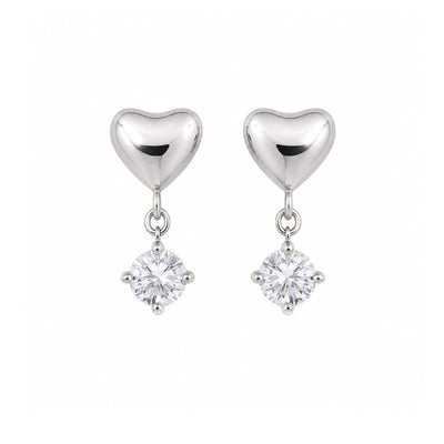 Cercei - Crystal Heart Silver