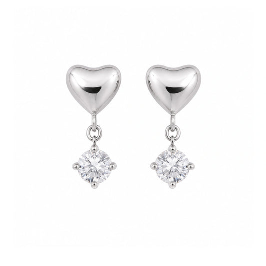 Cercei - Crystal Heart Silver
