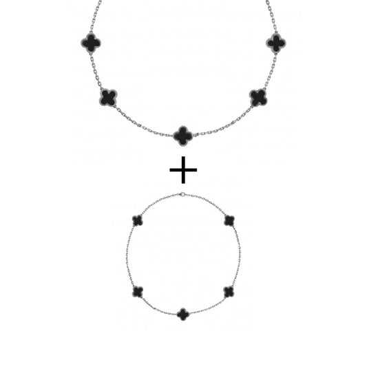 Set Bratara + Colier Argintiu Flower - RAFINI