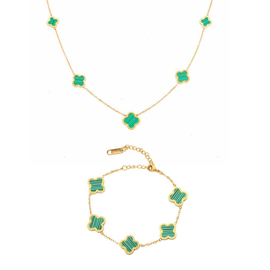 Set Bratara + Colier Auriu Flower - RAFINI