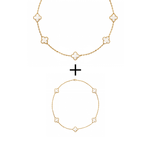 Set Bratara + Colier Auriu Flower - RAFINI