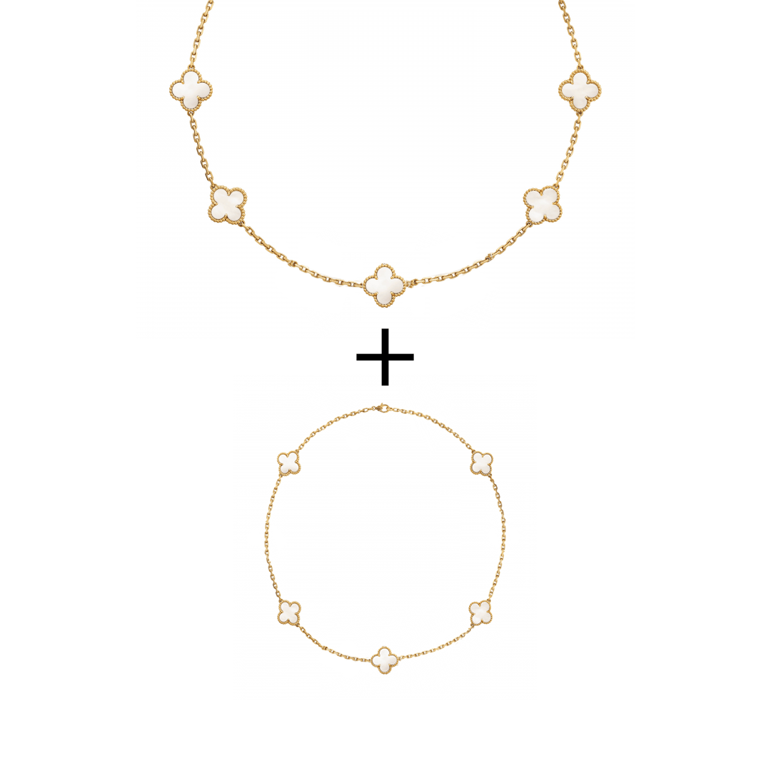 Set Bratara + Colier Auriu Flower - RAFINI