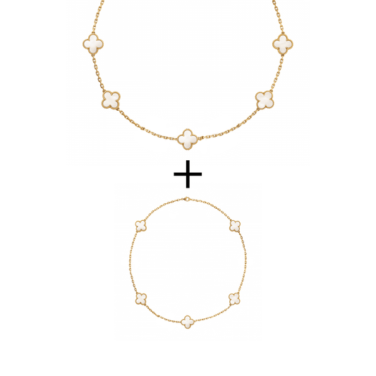 Set Bratara + Colier Auriu Flower - RAFINI