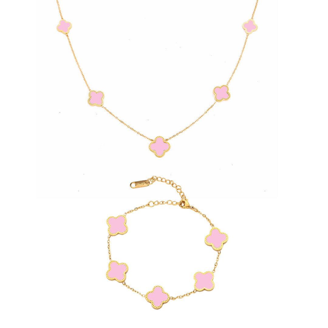 Set Bratara + Colier Auriu Flower - RAFINI