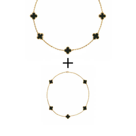 Set Bratara + Colier Auriu Flower - RAFINI