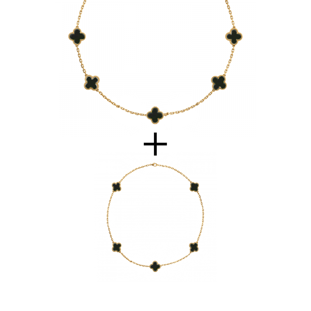 Set Bratara + Colier Auriu Flower - RAFINI