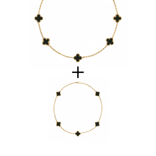 Set Bratara + Colier Auriu Flower - RAFINI