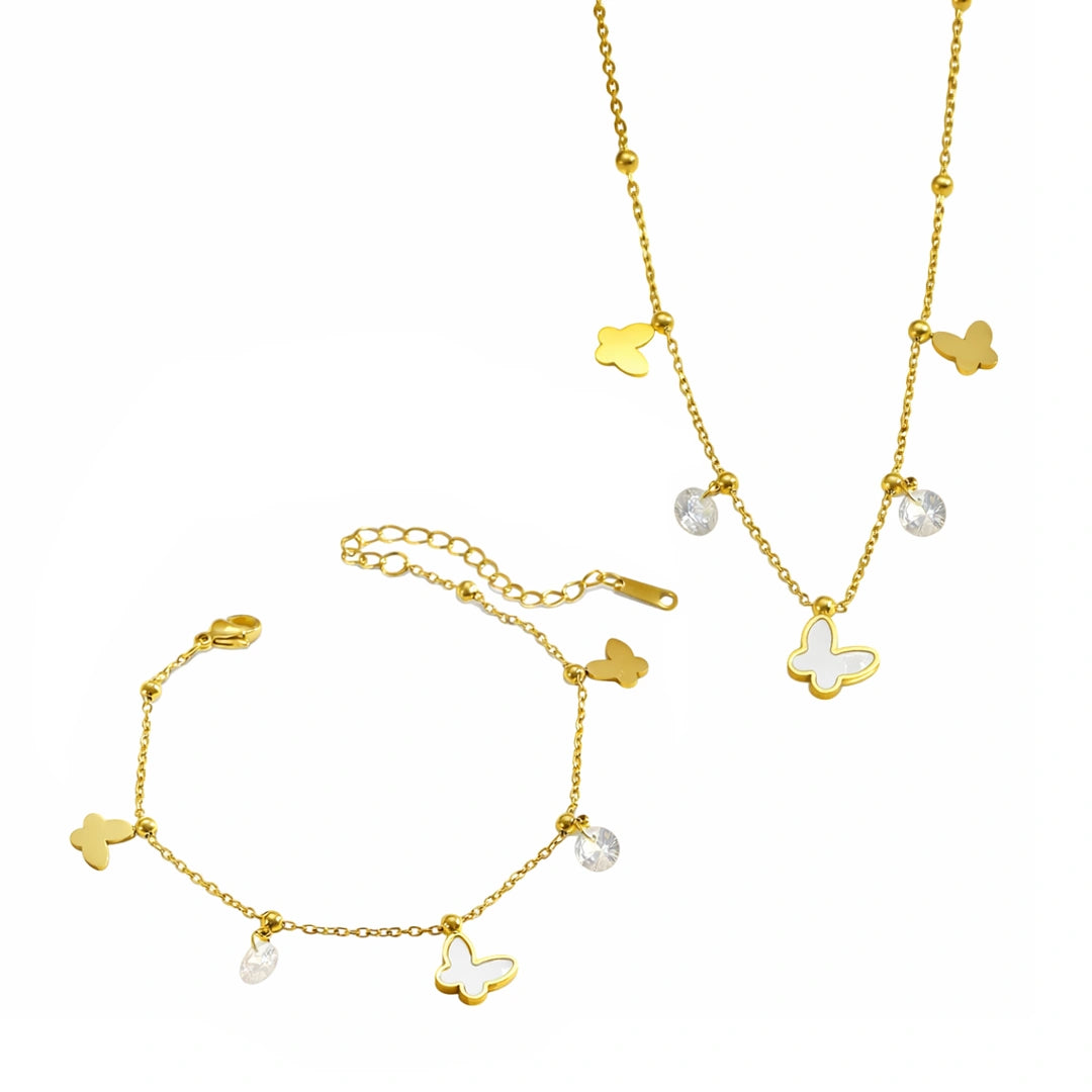 Set Lantisor + Bratara Butterfly White