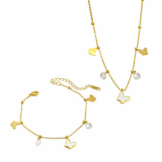 Set Lantisor + Bratara Butterfly White