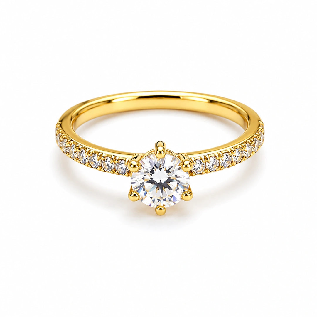 Inel - Crown Crystal Gold
